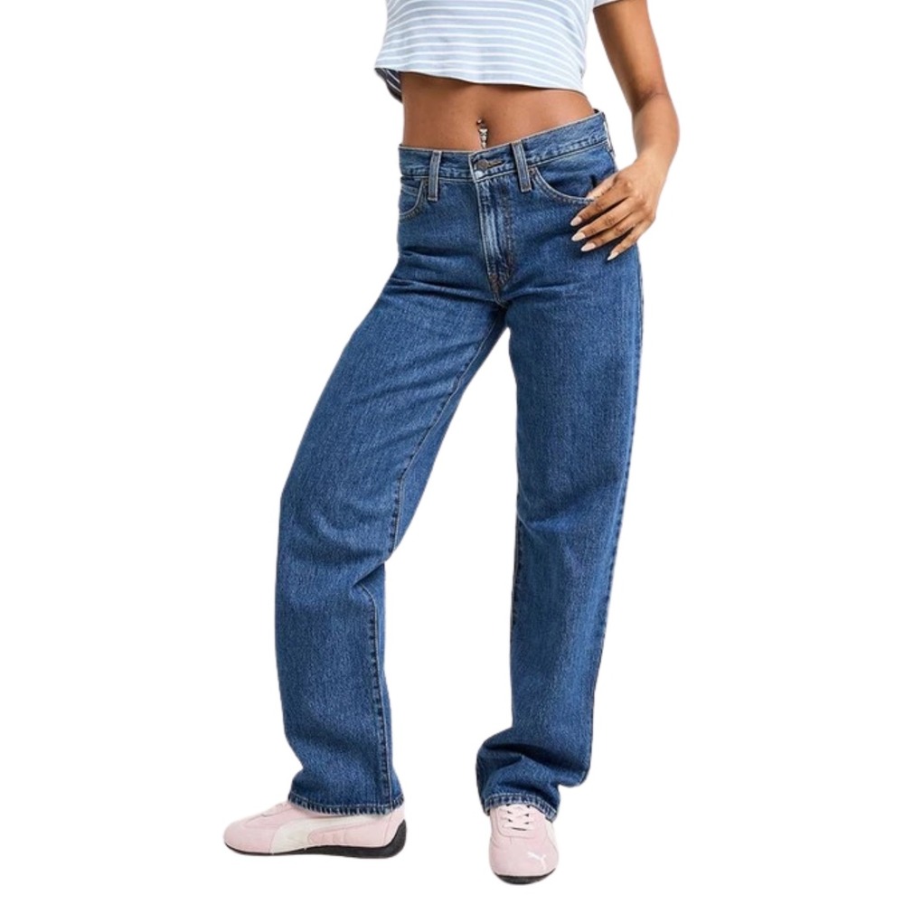 Levis Jeans Womens 31 Medium Wash Blue 94 Baggy Straight Leg Cotton Deinim